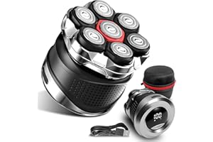 VONKTAR Men's Electric Rotary Shavers Bald，2025 Upgrade 7D Floating Electric Shaver with LED Display, IPX7 Waterproof, Type-C Fast Charge, Magnetic Heads, Travel Case - Ideal Men's Grooming Gift (Black)