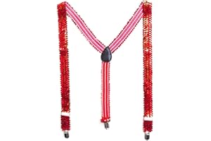 TrendandStylez Pailletten Hosenträger, rot Glitzer, 50-90cm, für Damen und Herren, Glamour Accessoire, bis 195cm Körpergröße