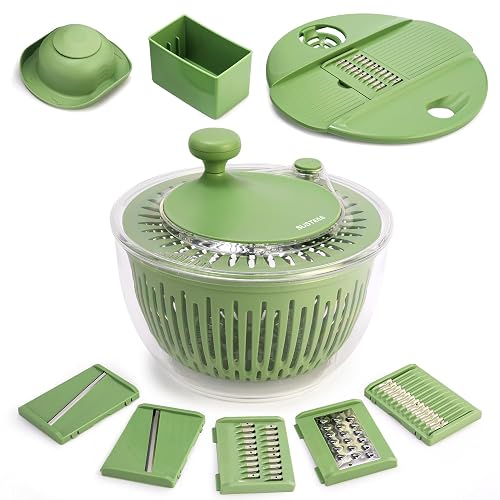 SUSTEAS Salatschleuder mit Schneider, 4,5 L