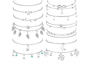 Otuuz 12 Pcs Ankle Bracelets for Women Adjustable Ankle Chains Bracelet Waterproof Boho Beach Ankle Jewelry Gift