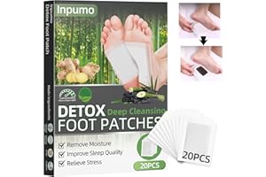 Inpumo Detox Fußpflaster Entgiftung,20 Stück Entgiftungspflaster Füße, Natürliche Fußpads Deep Cleansing Foot Pads，für Stressabbau & Tiefschlaf，Entfernung von Giftstoffen und Reinigung des Körpers
