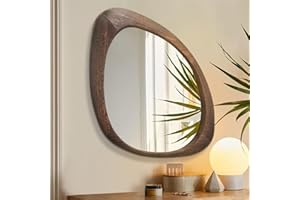 AAZZKANG Vintage Large Wall Mirror with Irregular Wooden Frame 70L x 50W cm Asymmetrical Decorative Hanging Mirrors for Bathroom Bedroom Living Room Entryway