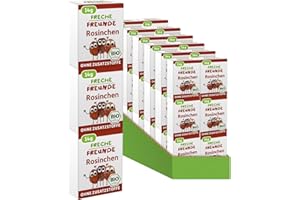 ‎FRECHE FREUNDE FRECHE FREUNDE Bio Rosinen, Trockenfrüchte ohne Zucker, ohne Zusatzstoffe, ungeschwefelt, in kleinen Snackboxen, Sultaninen für Kinder, 20er Pack, 20 x (3x14g)
