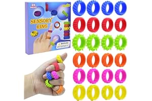 MOBUMEIA 24 Piezas Fidget Ring Toys para Niños, Juguetes Sensoriales, Anillos Sensoriales Fidget de Silicona, Sensorial Autismo para Juguetes, para Niños y Adultos, Autismo, Reducir la Ansiedad