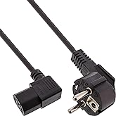 InLine® 16752G Power Cable, Earthing Contact Angled to IEC Plug C13 Right Angled 0.3 m, Black