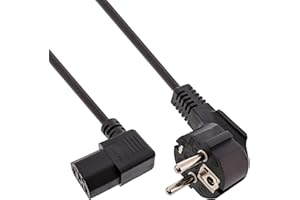 InLine 16752G Câble d'alimentation avec Contact de Protection coudé vers fiche C13 coudée à Droite Noir 0,3 m