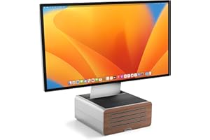 Twelve South HiRise Pro do iMac/wyświetlaczy/monitorów | stojak z regulacją wysokości, dwustronny przód + skórzana wkładka (srebrny)