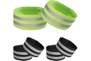 IBOPUXIU Bracciali Catarifrangenti Regolabili ad Alta Visibilità per Ciclismo e Corsa Notturna - 6 Pezzi Sicurezza per Adulti, Bambini e Attività all'Aperto