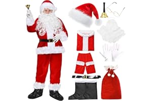 Amycute Adult Mens Santa Claus Costume Santa Suit Santa Fancy Dress Xmas Cosplay Outfit