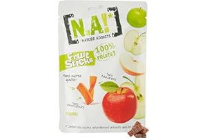 N.A! Nature Addicts - Sachet de Fruit Sticks Pomme 40g - 100% Issu de Fruits - Sans Sucres Ajoutés, Sans Édulcorants ni Conservateurs - Sachet Refermable à Emmener Partout - Lot de 1