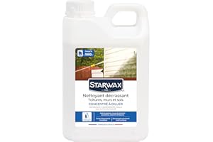 STARWAX - Nettoyant Décrassant pour Toitures, Murs, Sols Extérieurs - Surpuissant - Nettoie Graisses, Suies et Verdissures - Compatible Nettoyeurs Haute Pression - Fabriqué en France - 2L - 1000m²