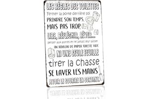Hioni Les Règles Des Toilettes Fermer la porte derrière soi, Pancarte En Métal Panneau Poster Plaque Métallique Slogan Art Décor Vintage Pr Maison Café Pub