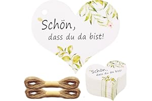 ENGGLÜCK Schön Dass Du Da Bist Anhänger 100 Stück, Herz Geschenkanhänger Hochzeit, Kommunion Taufe Konfirmation Gastgeschenk Deko Weihnachten Geburtstag