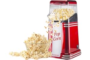BEPER 90.590Y Macchina per Popcorn, Popcorn in 3 Minuti, 1200 W, Circolazione di Aria Calda, Rosso
