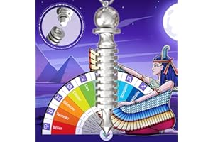 MAJESTIC'S Pendolo Esoterico Egizio ISIS per Radiestesia, Pendolino Radioestesia Grande Formato (9 Anelli) in Ottone Argentato (40 Gr)