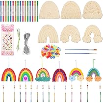 Canollo 6-teiliges Windspiel Bastelset Für Kinder - DIY Holz Windspiel Mit Edelsteinen