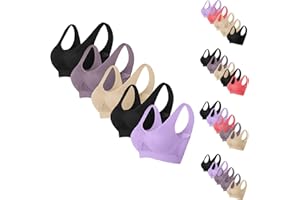 AEGJEGVD 5PC Plus Size Sports Bra for Women Liftup Air Bra Ultra-Thin Full Cup Yoga Bra Solid New Seamless Crop Tops Vest Comfort Stretch Mesh Bras Ladies Large Breasts Activewear Bras UK Size 8-24 Clearance