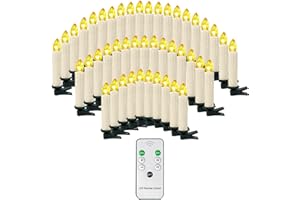 Bougies de Noël OZAVO Bougies à LED sans fil, Bougies Noël Decorative, Lumière Chaude de Noël avec Télécommande - Blanc-crème - Lot de 20 pcs