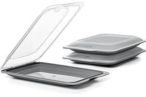Tatay Porta Embutidos Fresh | Set de 3 Estándar | Tupper Embutido Nevera | Tapa Extraíble, Apilable | Apto Congelador, Microondas y Lavavajillas | Libre de BPA, 17 x 3,2 x 25,2 cm, Color Gris