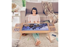 GT GETCO TECH G TALECO Gear Planche à Puzzle 1500 pièces avec 4 tiroirs et Couvercle, 87 x 67 cm, Table de Puzzle Portable avec Pieds Pliables, pour Adultes et Adolescents