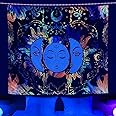 HASTHIP Uv Luminous Tapestry Uv Reactive Tapestry Glow In The Dark Sun And Moon Tapestry Uv Reactive Tapestry Wall Hanging (51Inch X 59Inch) (Multi-Colour)-Polyester