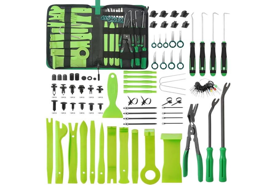 Uolor 415Pcs Trim Removal Tool, Car Panel Door Radio Removal Kit, Auto Push Pin Bumper Retainer Clip Set, Fastener Terminal Remover Tool Adhesive Cable Clips Auto Clip Pliers