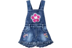 Peacolate 3-8 Ans L'été Fille Jean Brodé Sequins Floral Short à Bretelles