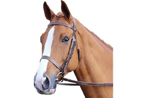 Shires Aviemore Plain Bridle With Rubber Grip Reins - Havana