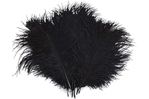 10 plumas de avestruz Crenze de 30 a 35 cm para decoración de bodas (10 colores) (Negro)