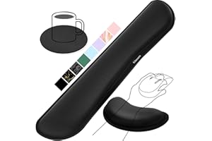Gimars Repose Poignet Clavier, Reposes-Poignets Souris Ergonomique en Mousse à Mémoire, Support Tapis de Clavier Repose Gel avec Base Antidérapant pour Bureau Gamer, Ordinateur MAC Noir