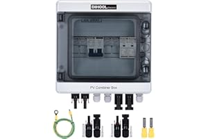 DIHOOL Solar PV Combiner Box 2 STRING 25A Fuse With Lightning Protection SPD DC500V IP65 Waterproof Pre-Wired M-C-4 Cable