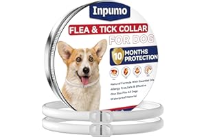 Inpumo Collare Antiparassitario per Cani, Collare Antipulci Cane, 12 Mesi Protezione Antizecche Impermeabile, Oli Essenziali Formula Naturale Adatto a Tutti i Cani 1pack (2 Confezione)