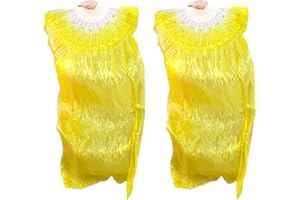 Hayaww (Right, 2 pieces fan veil, belly dance veil, fans, veil, long compartments, belly dance veil, 1.8 m, for large performances, rehearsals, entertainment