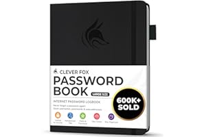 Clever Fox Libreta de contraseñas con pestañas. Organizador de direcciones de Internet y contraseñas con pestañas alfabéticas. Cuaderno de tamaño grande para inicios de sesión de computadora y sitio