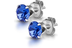 Amberta Damskie kolczyki sztyfty ze srebra wysokiej próby 925 Lumini Crystal Blue Collection e srebro wysokiej próby, colore: Majestatyczny niebieski, cod. S925-WHI-EAR-STUD-SWA-006-296