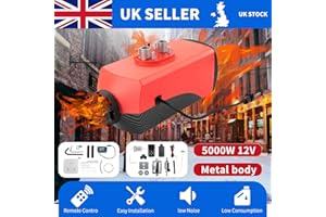 1inchome 2KW / 5KW / 8KW Riscaldatore ad Aria Diesel 12V Riscaldatore di parcheggio per Camion per Barche per Auto con Interruttore LCD (Fibra di Carbonio Rosso, 5KW Nuovo Telecomando)