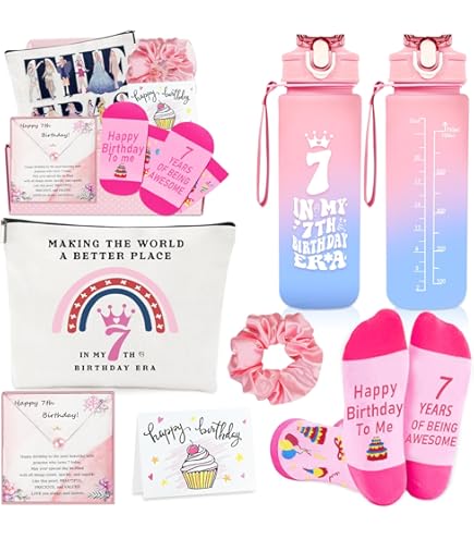 Set Corona E Fascia 7° Compleanno - Decorazione Festa In Oro Rosa Con Scritta 'It's My 7th Birthday' - Foto 5