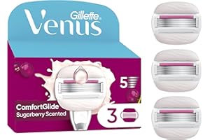 Gillette Venus Comfortglide Sugarberry plus Olay Women's Razor Blade Refills, Pack of 3, 5 blades for a smooth, close shave that lasts