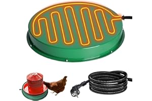 heninhill Heating Plate for Poultry Drinker, Diameter 31 cm, Drinking Warmer with Thermostat, Heat Plate for Chicken Drinker, Frost Protection, Drinking Bowl Heater