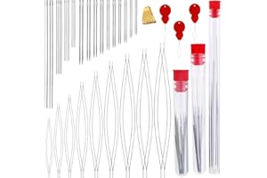 MASPHY 61 Stück Perlennadel-Set, Einschließlich Große Augen Perlennadeln, Sticknadeln, Lange Gerade Perlennadeln für Die Schmuckherstellung, DIY Armbänder, Halsketten