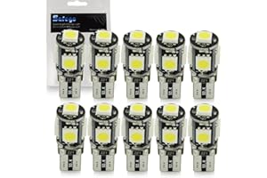 Safego W5W LED Bulb 501 T10 LED Bulbs CANBUS Error Free Car Light Bulbs Super Bright White 5SMD 5050 194 168 2825 Wedge Replacement for Car Interior Dashboard License Plate Sidelights Bulbs 12V 10PCS