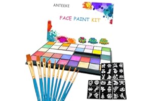 ANTEEKE Bodypainting Farben, 36 Face Paint Kinderschminke Gesichtsfarbe Kit Wasserlösliche ProfessionelleKörperfarbe Palette für Halloween/ Weihnachten/ Ostern/ Karneval/ Themenpartys/ Colsplay