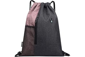 LIVACASA Mochilas de Cuerdas Mujer Hombre Toma USB para Auriculares con Bolsillos Mallas para Botellas Tela Oxford Bolsa de Cuerdas Mochilas Impermeables para Yoga Gimnasio Deportes