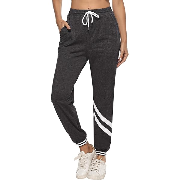 adorence Joggingbroek dames baggy lang met zakken en elastische tailleband – zachte sweatpants met hoge taille en wijde pijpen, ideaal voor dagelijks gebruik, sport en vrije tijd - Zwart L