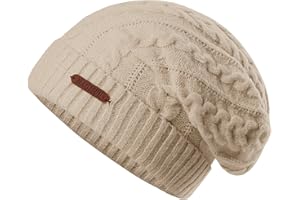 MAGISDU Gorro Invierno Mujer Gorros de Lana Merino de Punto Forro de Lana Largo Beanie Hat Termico Delicada y Cálido Suave y Acogedor