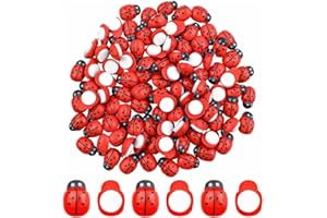JYNXOR 100 pezzi coccinelle della fortuna in legno, adesivi per il fai da te, portafortuna, accessori per bricolage