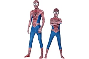 Ansamy Disfraz Super para Niños Adultos, Araña Jumpsuit Impreso con Máscara, Super Cosplay Anime Disfraces, para Halloween Carnaval Cumpleaños, Unisex