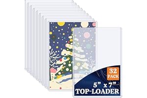 Vmiapxo 32 Pack Toploaders for Cards, 5X7 Photo Sleeves, Rigid Hard Plastic Card Sleeve-Waterproof Photo Holders, Postcard, Trading, Baseball Cards Collector and Protector (Clear Double Side Display)