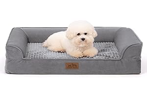 COZY KISS Divano impermeabile per cani, fodera impermeabile e fondo antiscivolo, letto per animali domestici in schiuma a forma di cassetta delle uova (grigio, S)