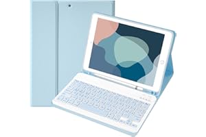 SOPPY Custodia con Tastiera per iPad 6a Generazione 2018, 5a Gene 2017, iPad Pro 9.7, Air 2/1 con Bluetooth Tastiera Rimovibile Wireless Cover, con Slot per Penna Stilo, Layout Italian - Azzurro
